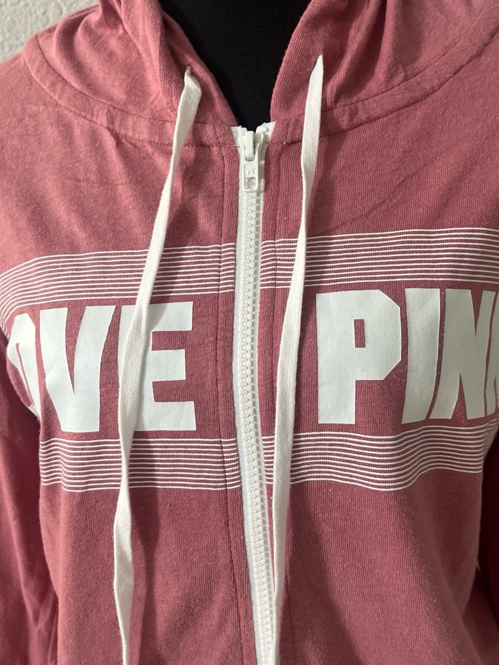 PINK Victoria's Secret Rose Zip-Up Logo Hoodie - Picture 2 of 4